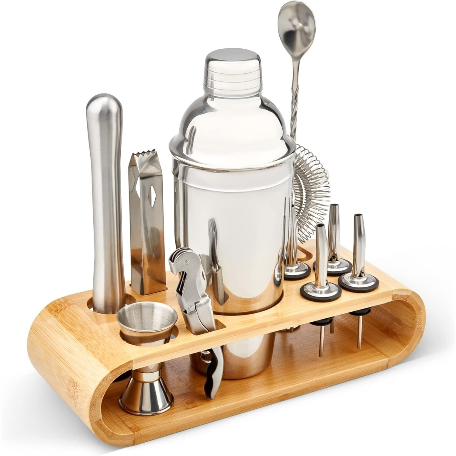 TEMU Tanness 12 Piece Cocktail Shaker Set - Stainless Steel Cocktail Accessories - Bartender Kit With Drink Shaker, Jigger, Spoon, Strainer,
