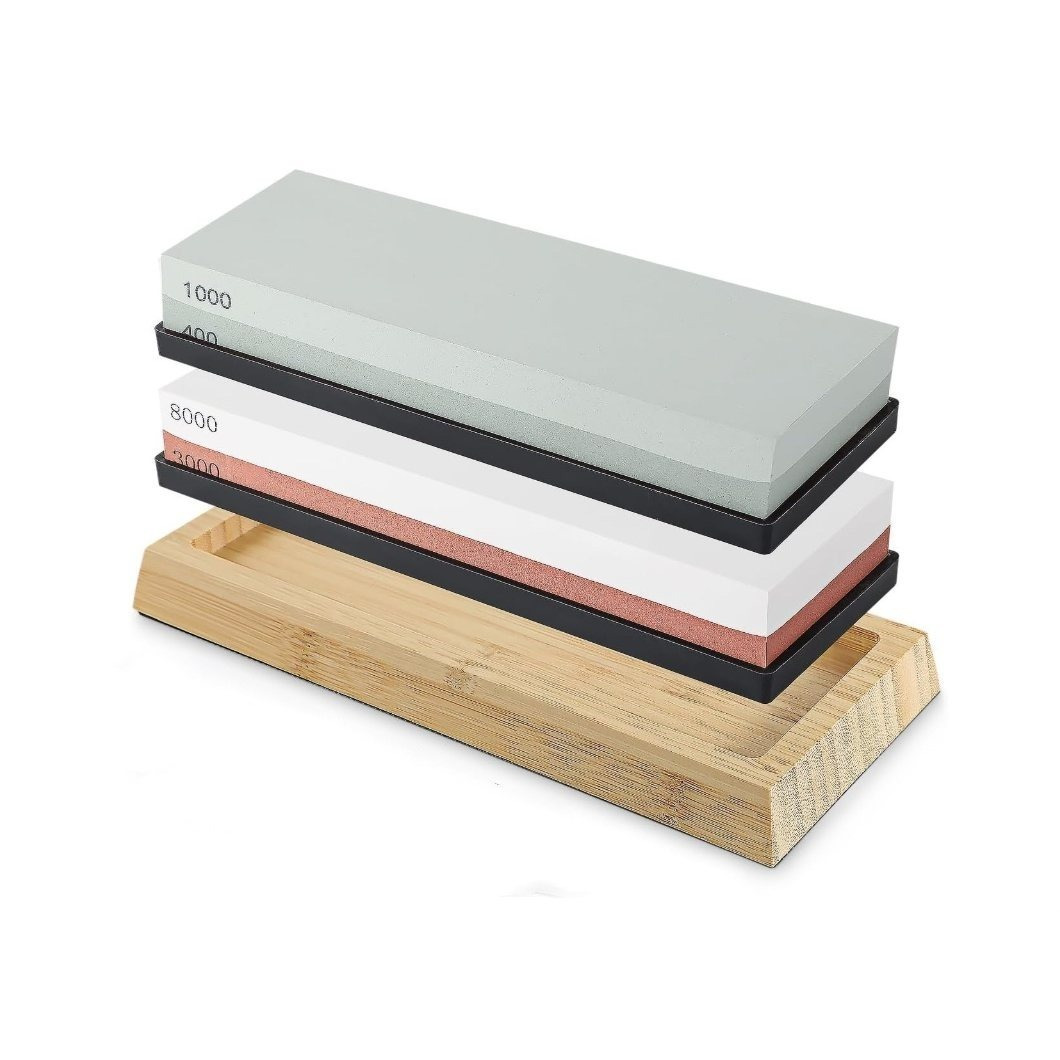 400 1000 3000 8000 grit whetstone set knife sharpening stone with safe   holder and silicone base ideal for home kitchen use