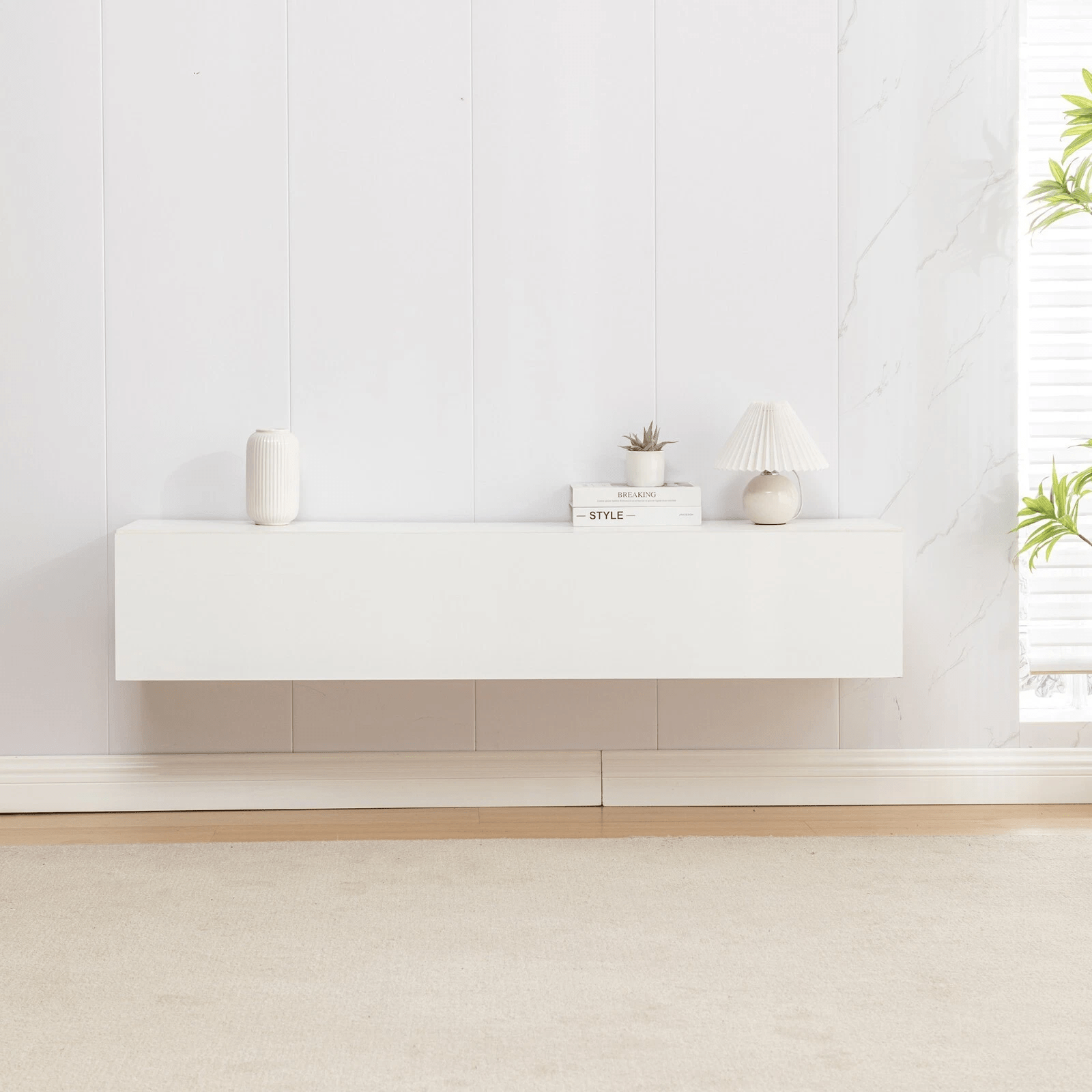 Image of Tv Cabinet, Tv Board, Tv Shelf, Tv Closet, High-gloss Hanging 160 /white