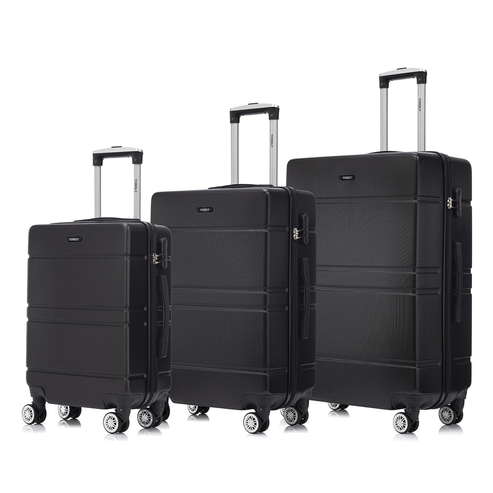 Image of Trolley Travel Suitcase Rolling Carry-on Luggage Set, Luggage Set, Suitcase, Hardshell Travel Suitcase With 4 360° Wheels, Combination Lock, Handle (3-piece Set, M, L & Xl)
