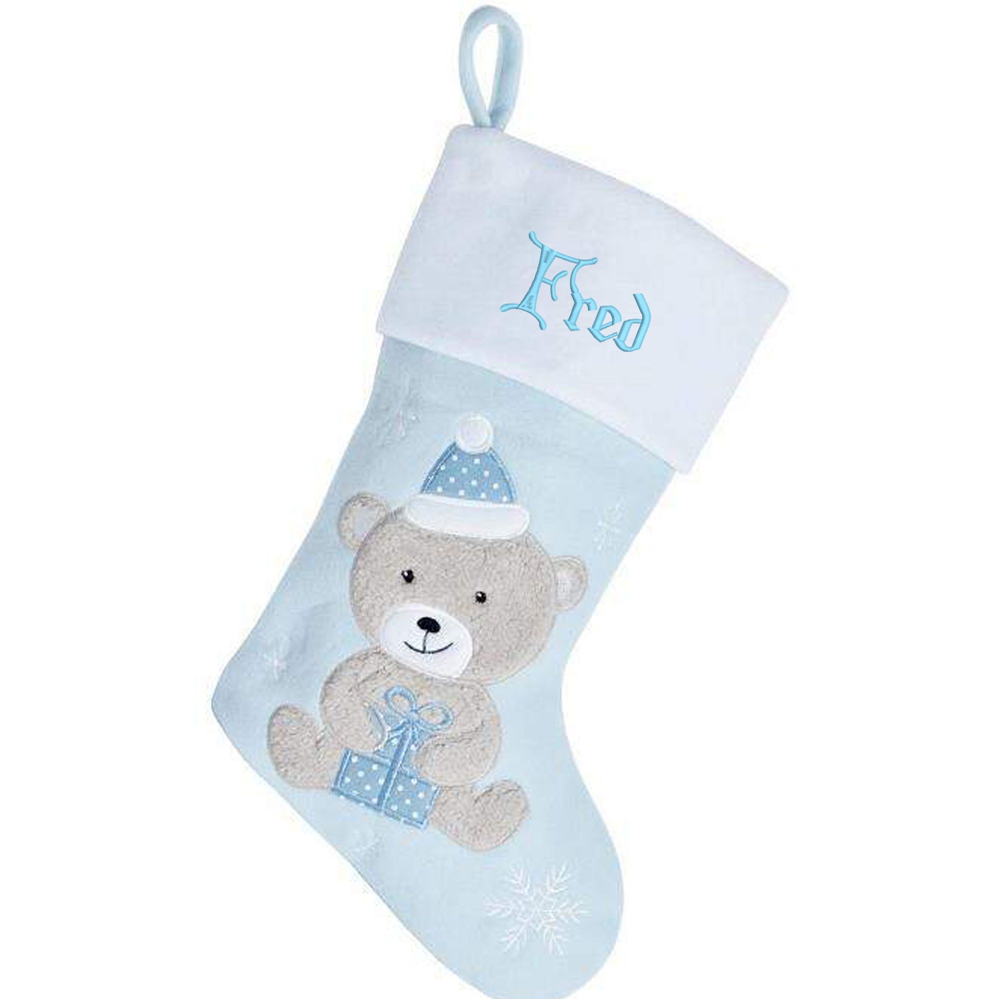 Personalised Baby's 1st Christmas Bear Stocking with Name Embroidery