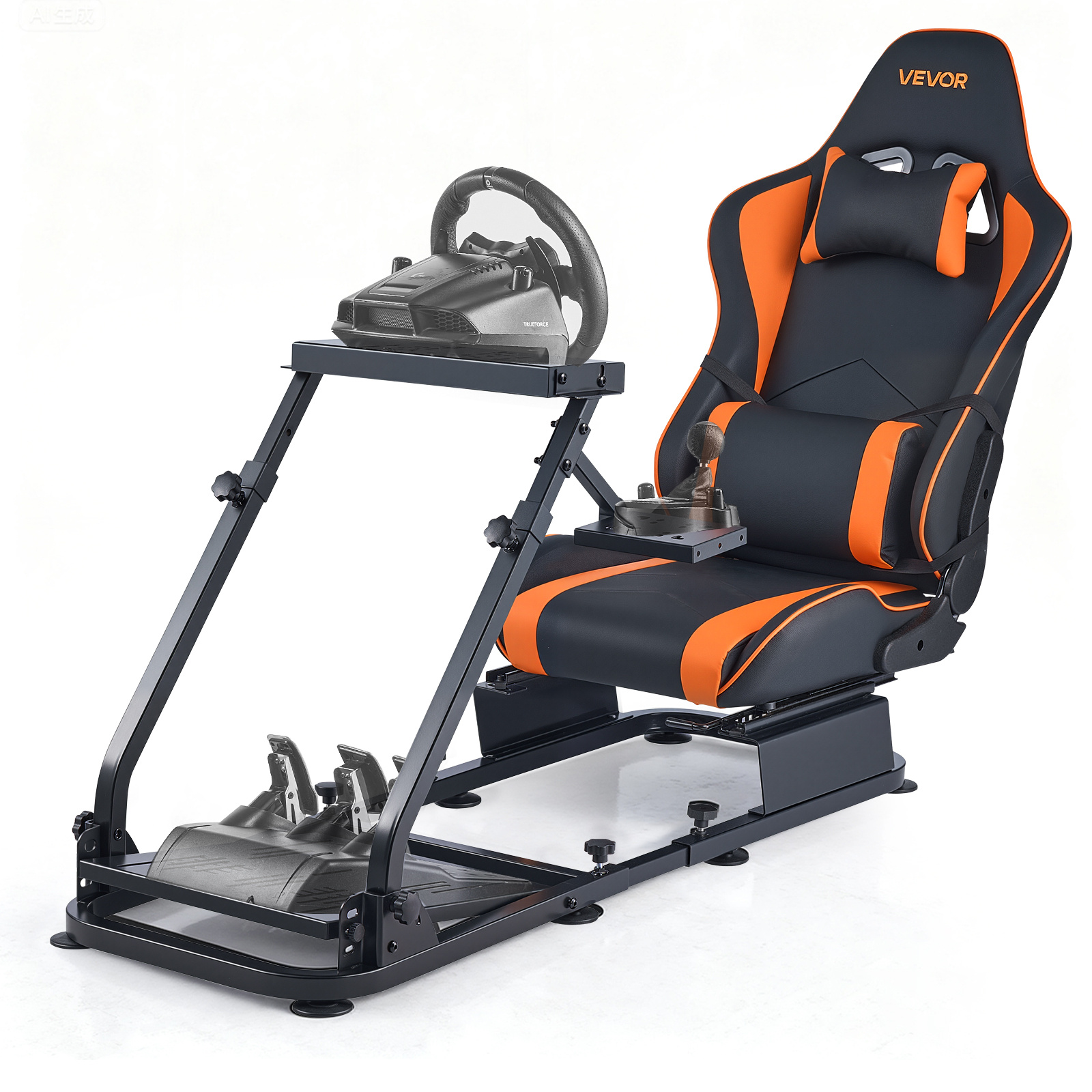 Image of Vevor Racing Wheel Stand, Heavy-duty Simulator Cockpit Steering Stand With Dual-arm, Fit Logitech G25, G27, G29, , , T300rs, Tx F458, T500rs, T3pa-pro And Csr Pedals