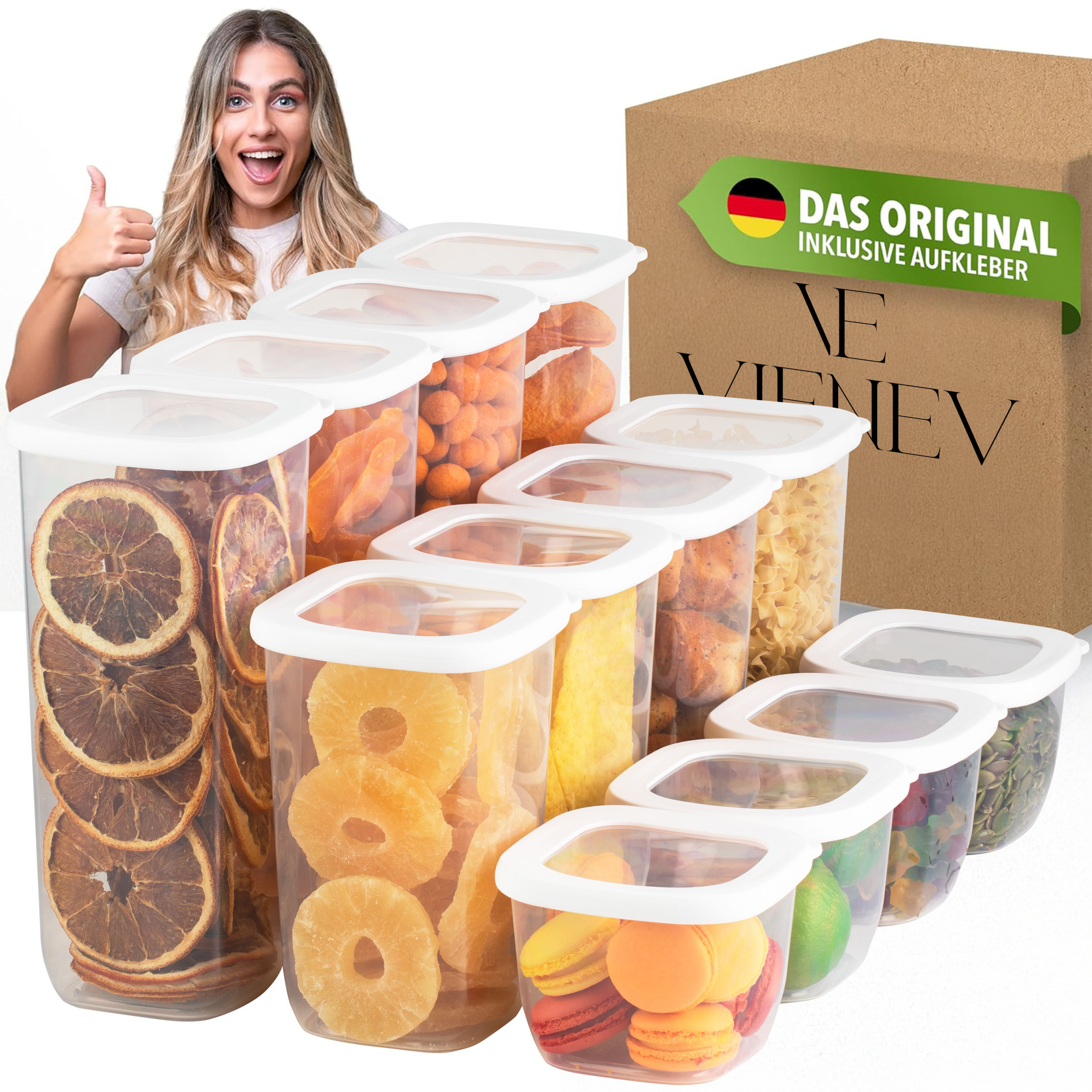 Airtight Storage Containers With Lids, 12-piece Set - Kitchen Food Storage Containers | Airtight Storage Box Set Including 80 Labels | Bpa-free & Dishwasher- Containers