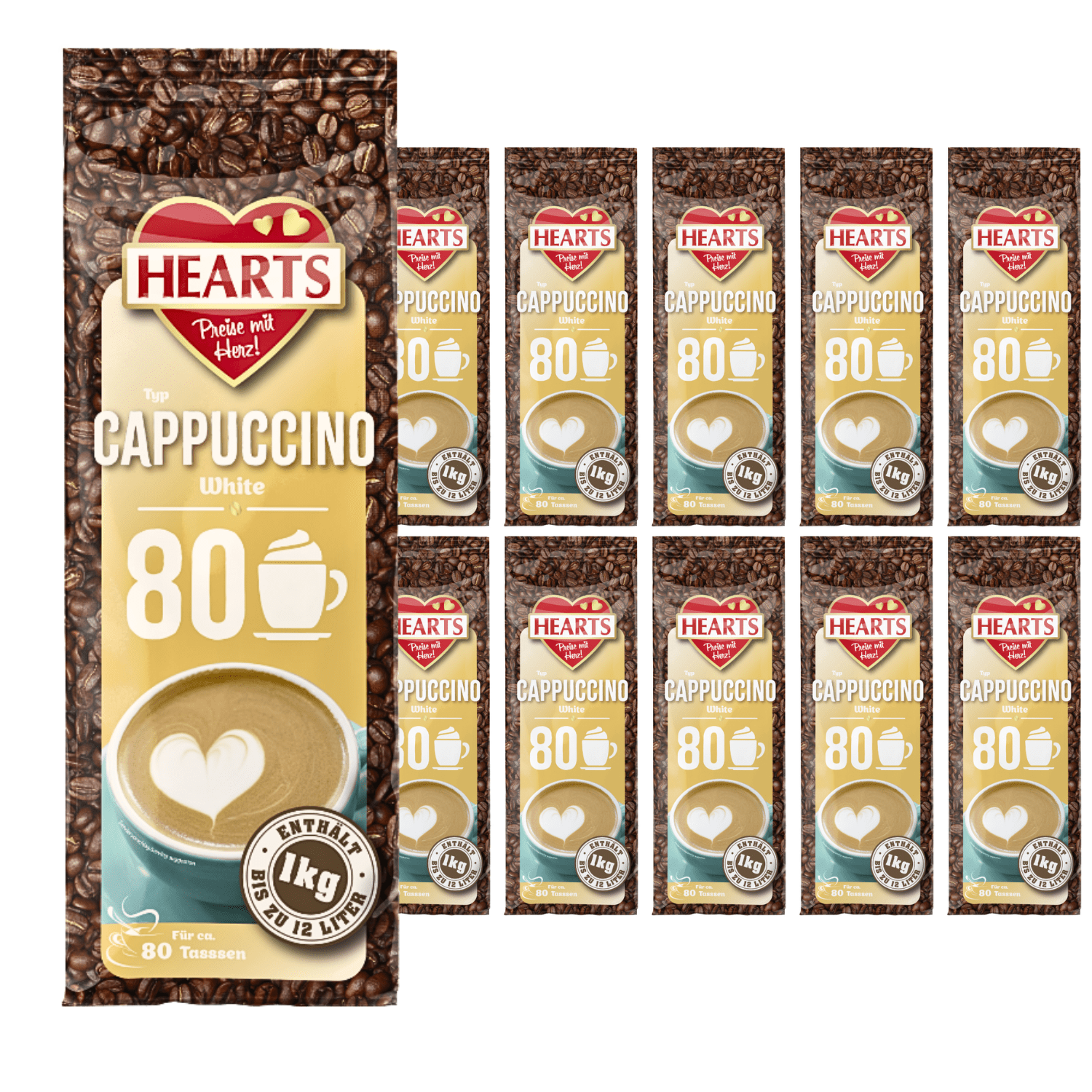 Image of Hearts Cappuccino White 1kg - Approx. 80 Servings Per Bag, Extra Milky & Creamy