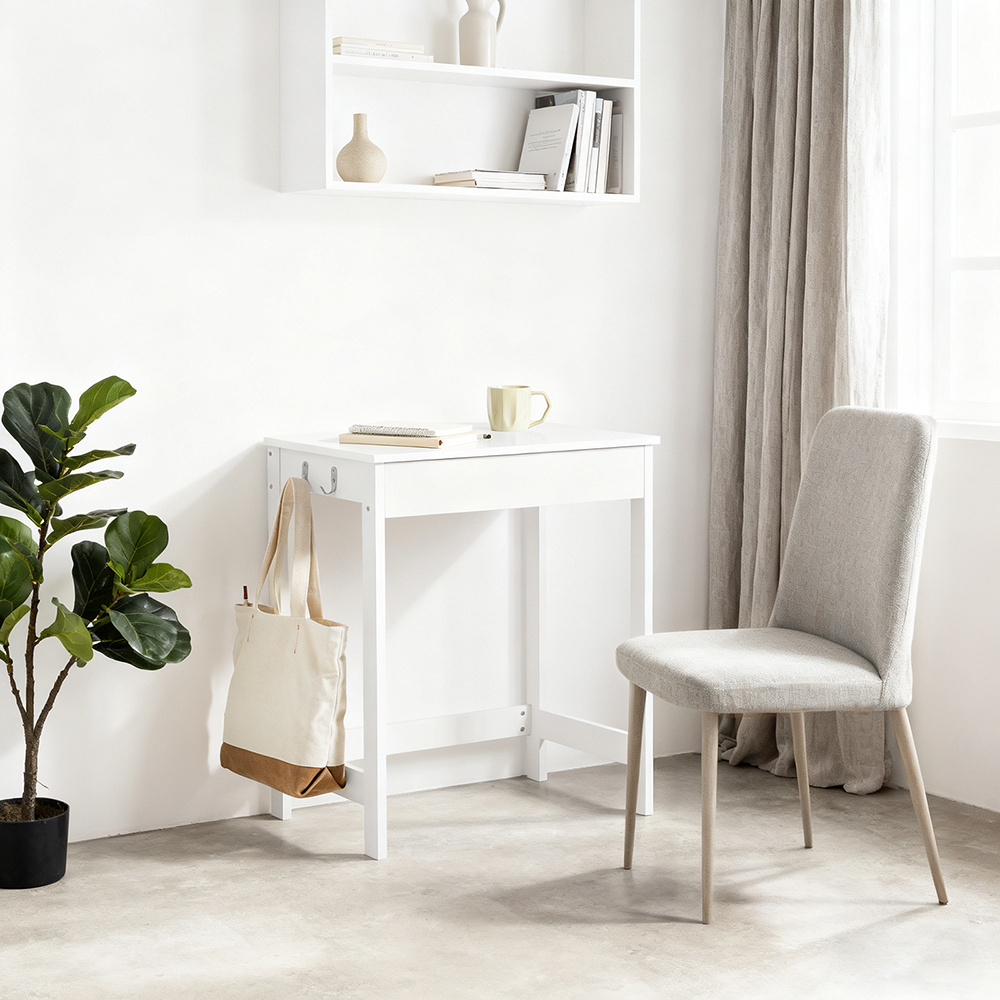 Image of 1pc Of Small Desk With 1 Compartment And Gaming Desk With Storage Compartments Multifunctional Desk For The Bedroom Gaming Table White 60x40x77cm - Gxu54-x