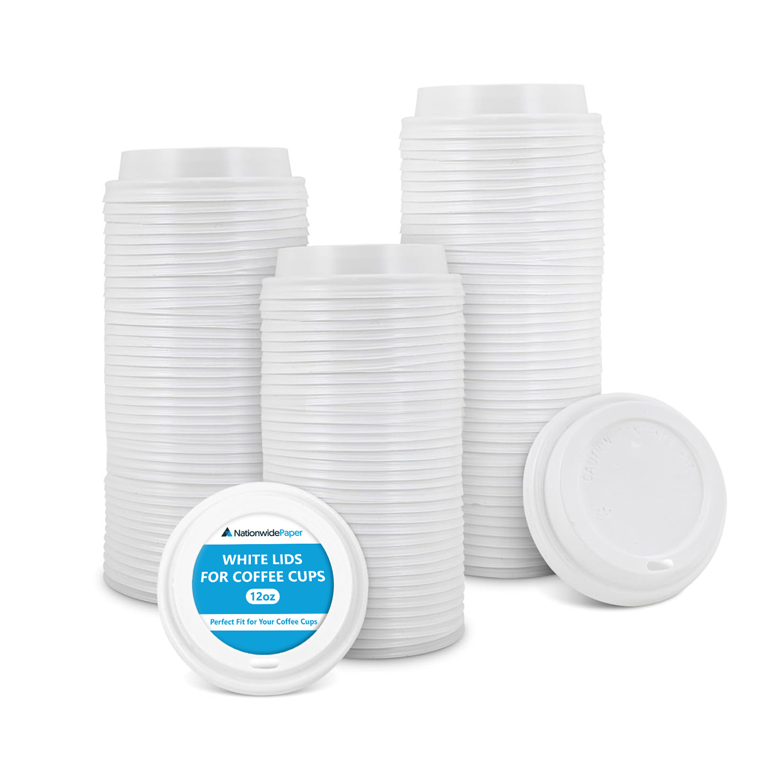TEMU Paper White 12oz Plastic Lids For Coffee Cup, Insulated Disposable Coffee Cups Lids For Takeaway Drinks, Leak Proof Lids For Triple Walled Cups
