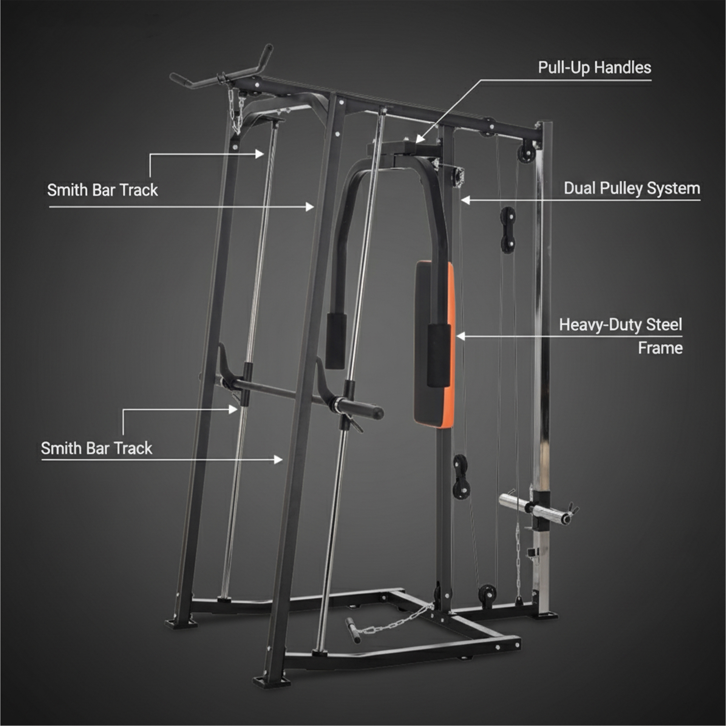 3-in-1 Smith Machine with 90kg Cast Iron Weight Plates
