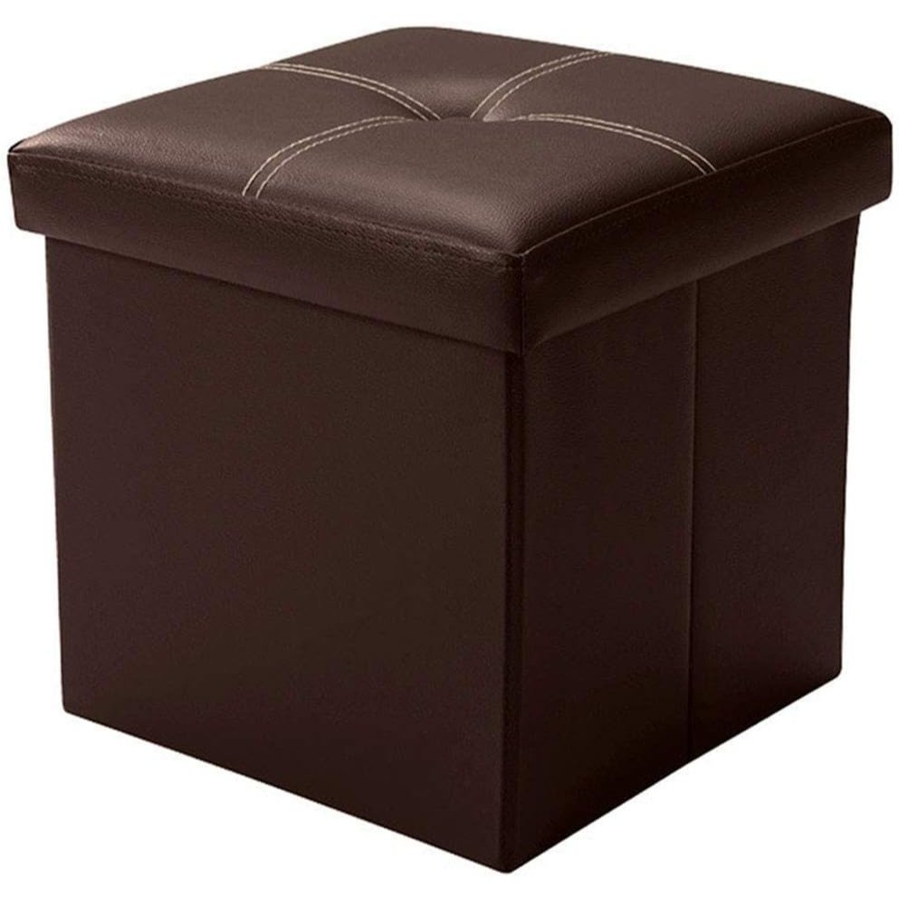 Foldable Storage Stool With Lid | Waterproof Pu | Large Capacity | Seat Bench For Storing Shoes And Clothes (30×30×30 Cm)