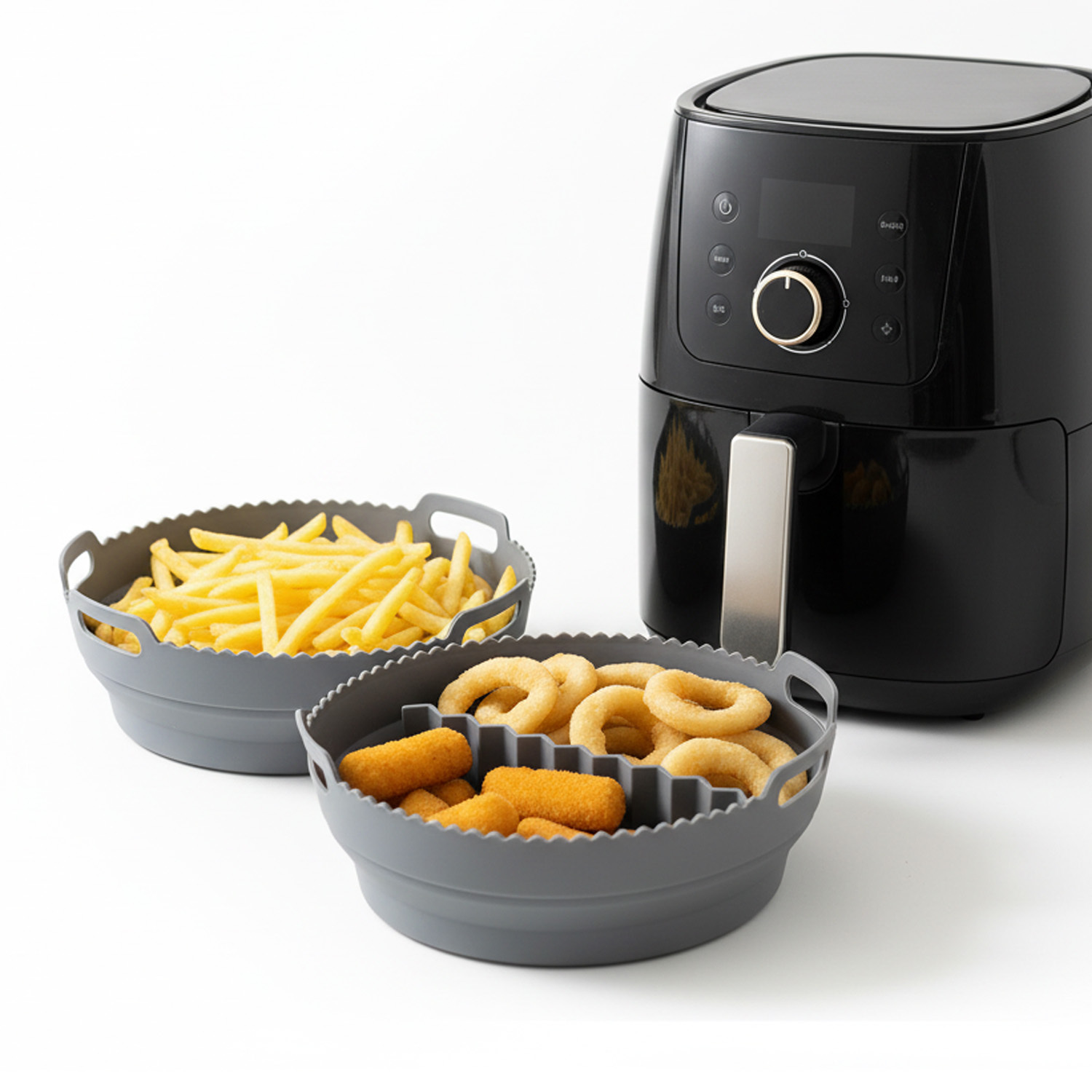 Silicone Air Fryer Basket And Divider Set – Foldable Accessories, Ø22 Cm