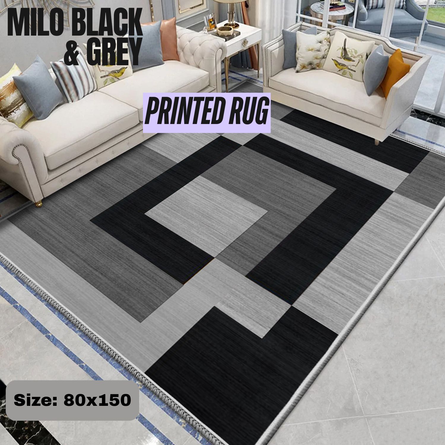 TEMU 1pc Premium Printed Rug – Non-slip Washable Mat, Themed Floor Mat For Living Room, Bedroom, Dining Decor, Thickened Wear-resistant Patterned