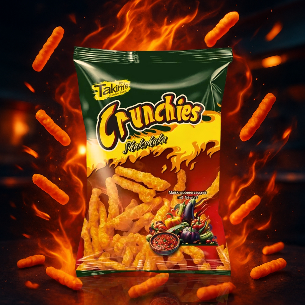 Image of Takim's Crunchies Shakshuka - Aromatic Corn Snacks Inspired By Classic Shakshuka, Ideal For Fans Of Oriental Spice.
