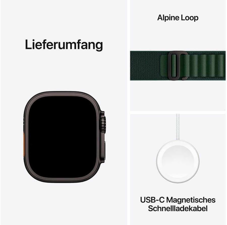 Apple Watch Ultra 2. Alpine Loop Medium Black Screen Technology: OLED, Display Resolution: 410 X 502 Pixels, Touchscreen. Flash Memory: 64 GB. GPS Installed Operating System: Watchos 11
