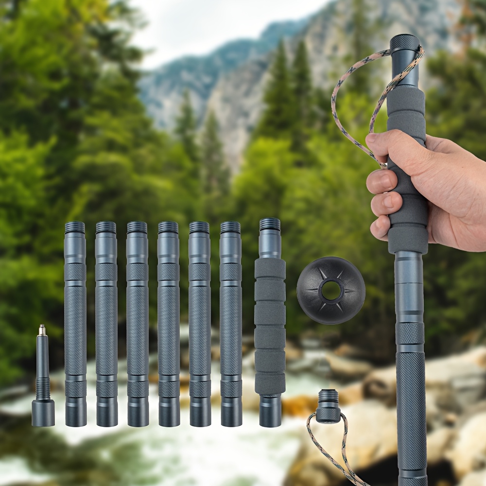 TEMU 7-in-1 Multifunctional Outdoor Hiking Poles With Compass & Storage Bag - Adjustable Height, Magnesium Alloy Trekking Poles For Carry, Hiking,