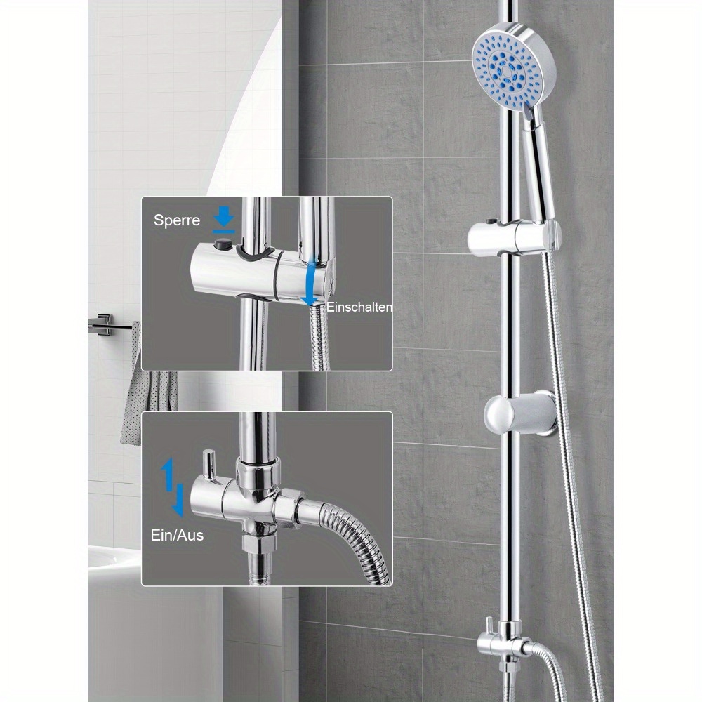 Image of Premium Dual-head Shower System Set, Flexible Height Adjustment, Includes Hose And Wall Mount, For Bathroom Renovation Diy