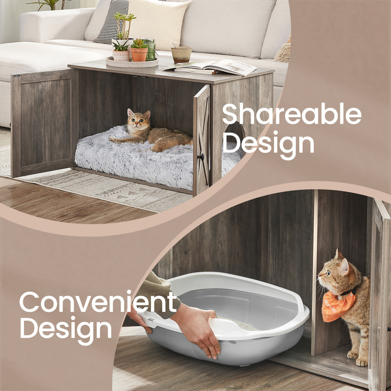 Cat Litter Box Enclosure with Removable Divider