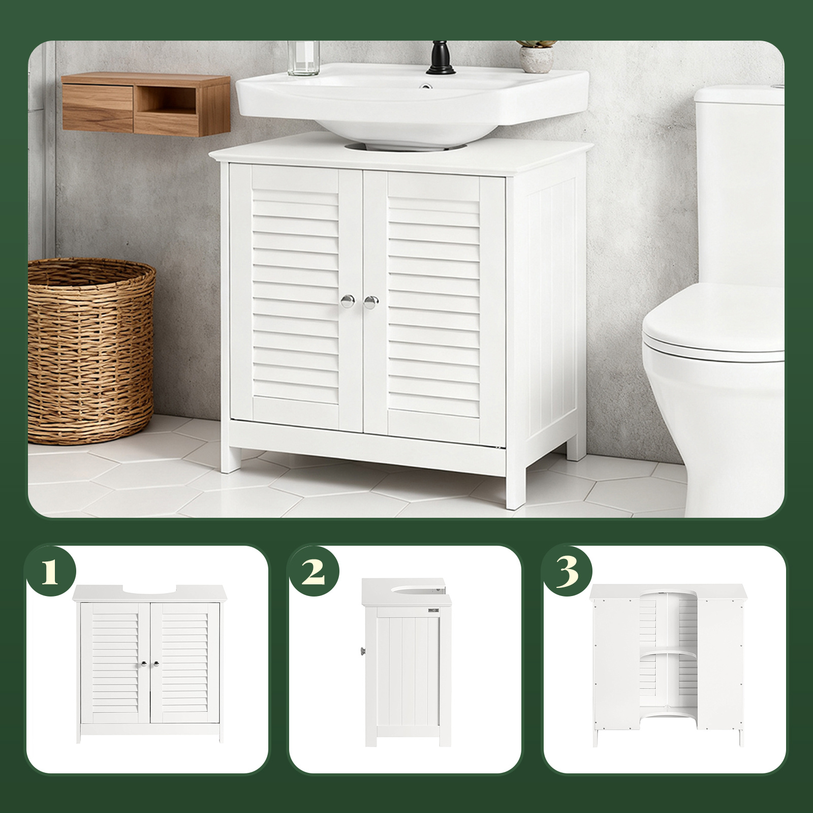TEMU 1 meuble de de salle de bain, meuble de de salle de bain avec étagères réglables, meuble de salle de bain pour colonne d'évier, rangement avec