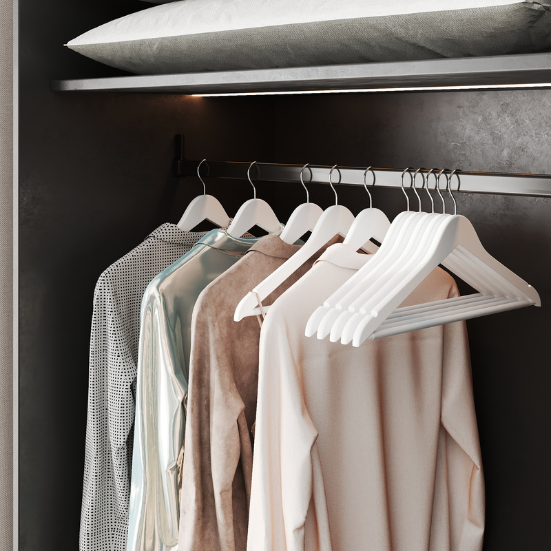 TEMU 20-pack Wooden Coat Hangers With Shoulder , Non-slip Trouser Bars, And 360° Rotating Hooks; Suitable For Suits, Shirts, And Coats