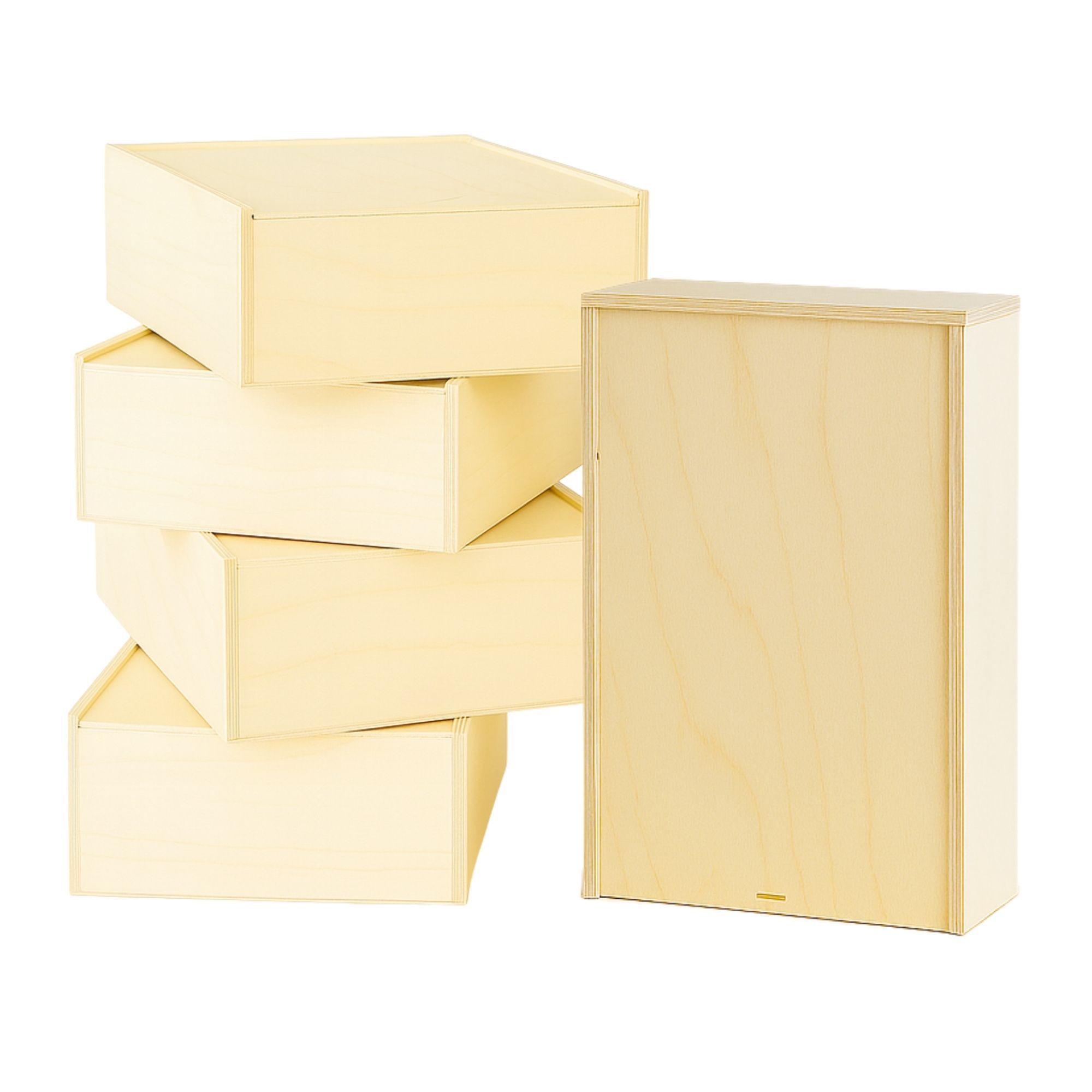 Image of 5-piece Set Of Sliding Lid Boxes – Gift Box & Storage In 32×24×10.5 Cm And 37×27×10.5 Cm – Handcrafted, Versatile, Decorative, Ideal For Jewelry, Photos, Keepsakes & More