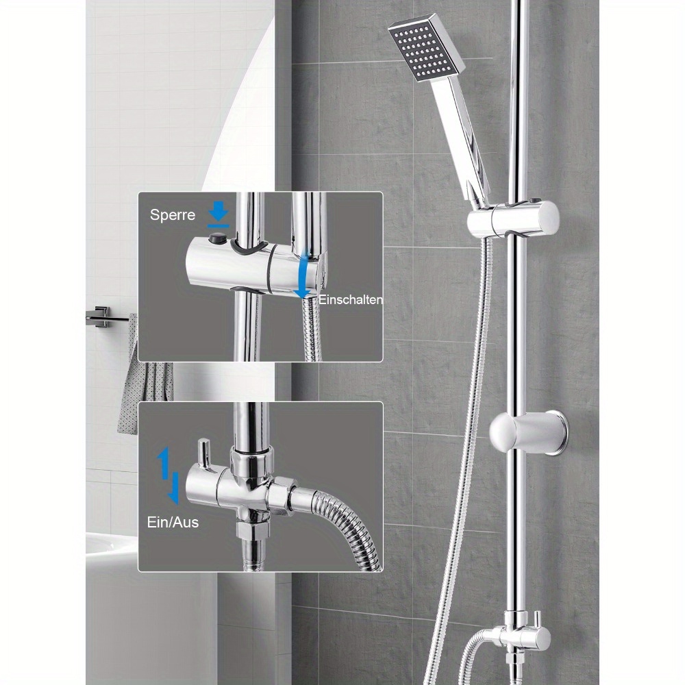 Premium Dual-head Shower System Set, Flexible Height Adjustment, Includes Hose And Wall Mount, For Bathroom Renovation Diy