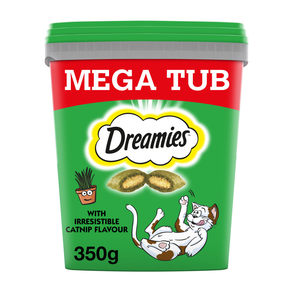 TEMU 4 X 350g Dreamies Catnip Cat Treats Mega Tubs Cat Biscuits (1.4kg)