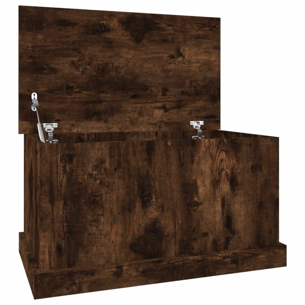 Vidaxl Chest, Storage Box With Lid, Storage Box Crate With Storage Space, Cushion Box Toolbox Toy Chest, Smoked Oak Wood Material