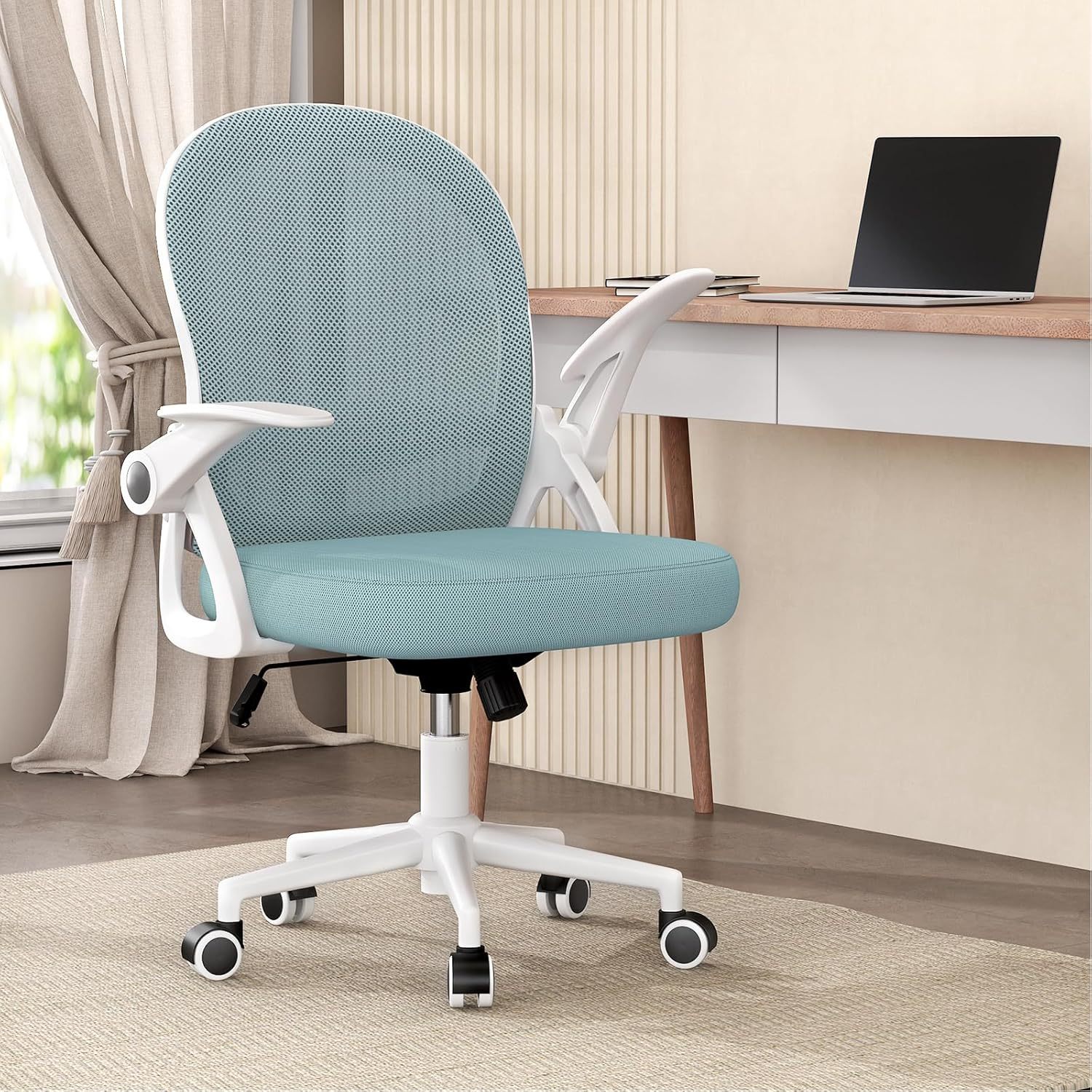 E-shop Ergonomischer Bürostuhl fürs Homeoffice mit hochklappbaren Armlehnen & Lendenwirbelstütze für Zuhause/Büro als Weihnachtsgeschenk