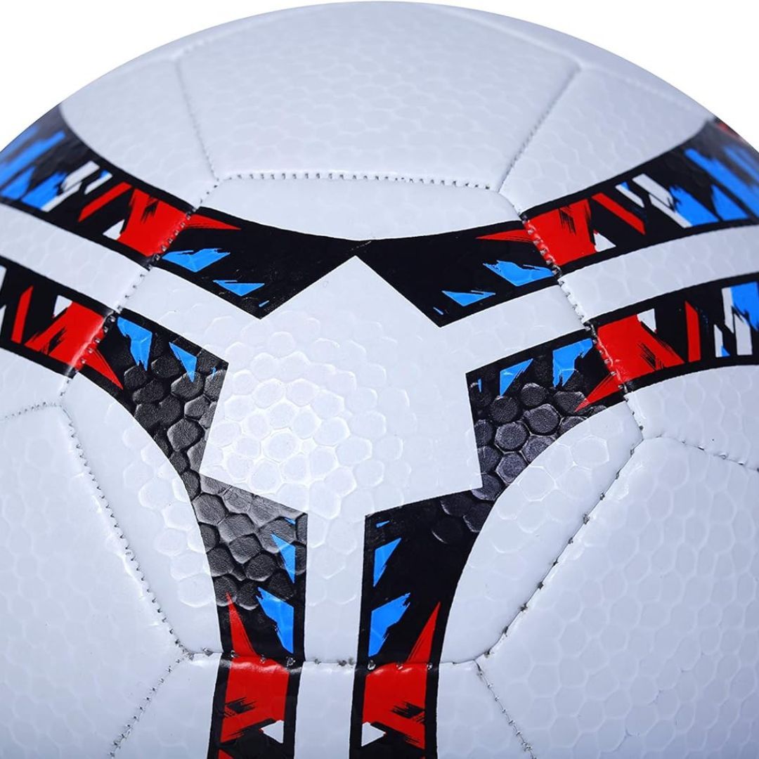 Machine Stitched Soccer Ball, White Mix Durable PU Leather