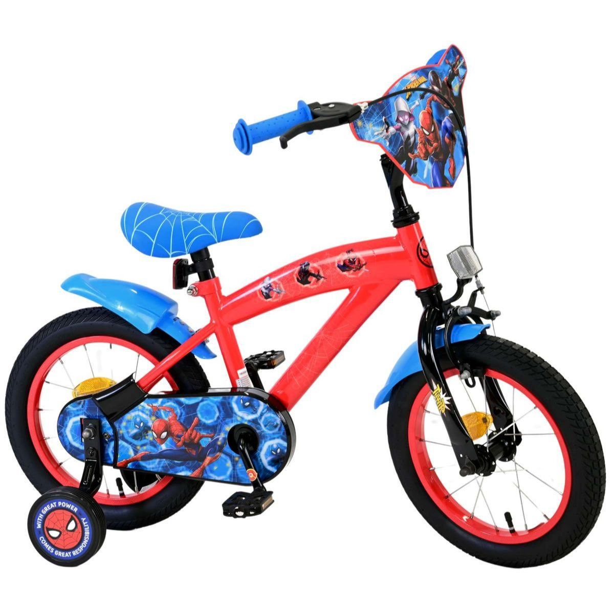 Image of 14-inch Children''s Bike Boy's Bike Children's Bike With Back-pedal Brake, Mudguards, And Training Wheels Spiderman 21483-