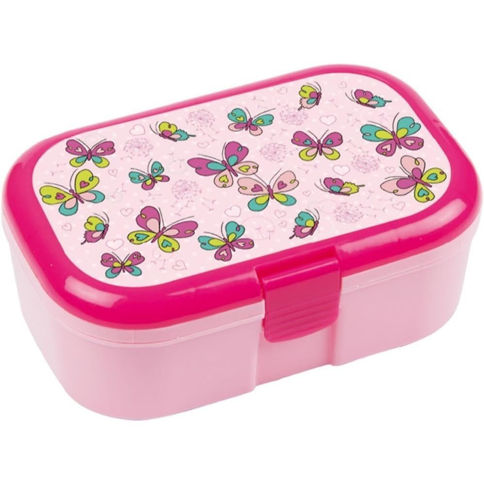Image of Lunchbox * Butterflies* With Beautiful Design For Girls | Pink Lunch Box With Removable Fruit And Vegetable Compartment For School Children