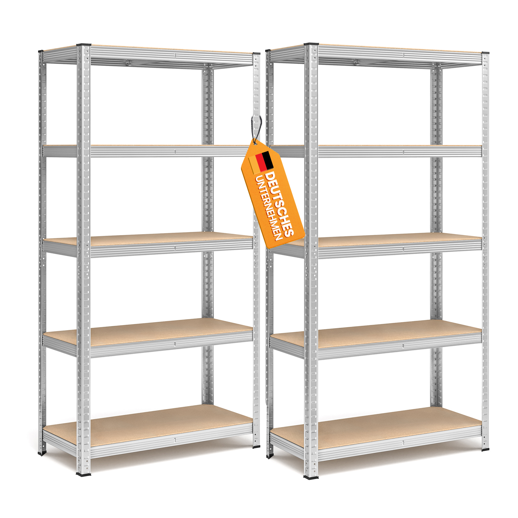 TEMU Heavy-duty Shelving Set Of 2, Storage Rack, 40 X 90 X 180 Cm, Basement Shelf, Garage, Utility Room, , Supports Up To 875 Kg Each, 5 Adjustable