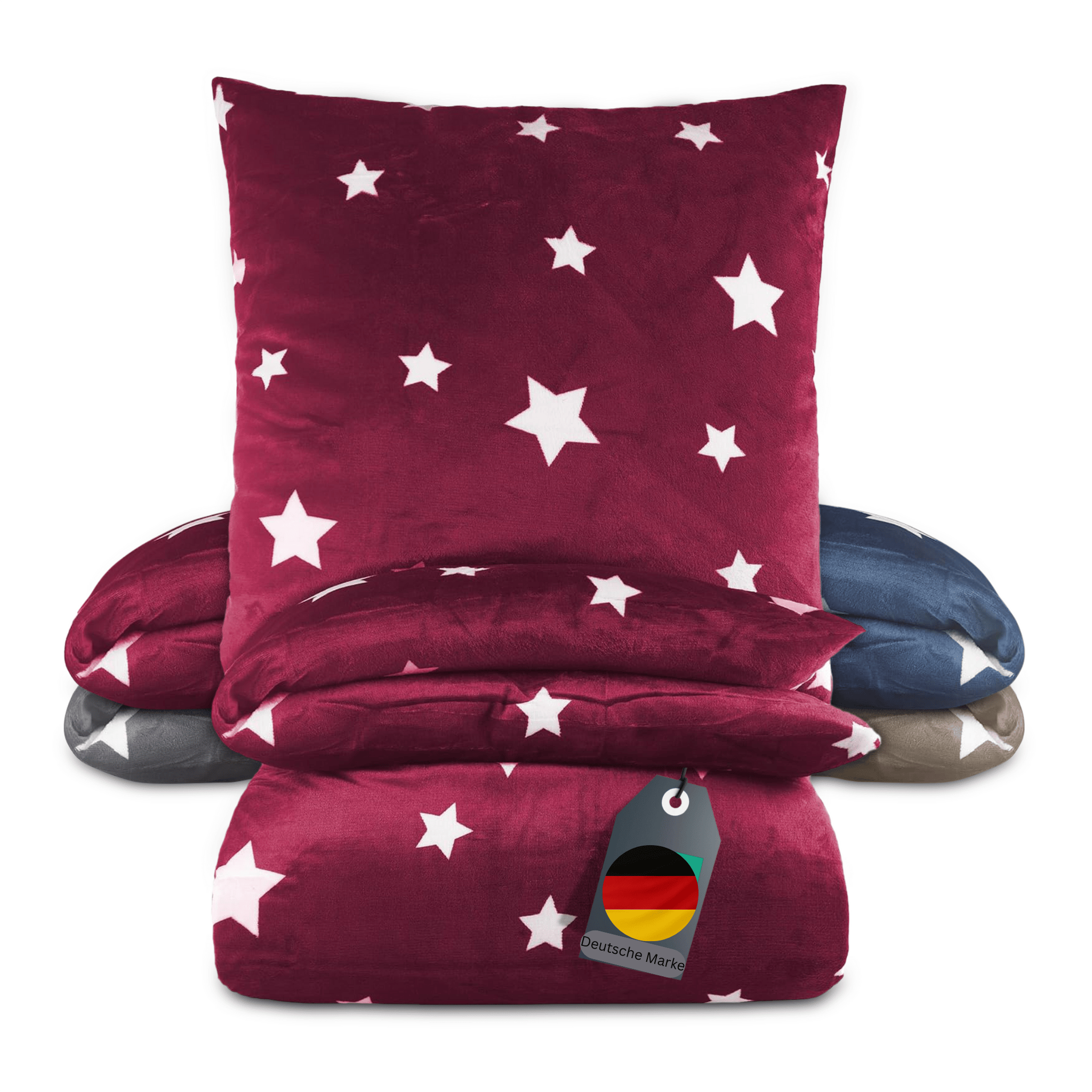 Image of Plush Star Bedding Set 135x200 Or 155x220 - Duvet Cover 135x200 Cm Or 155x220 + 80x80 Cm Pillowcase - Nicky-teddy Coral Fleece - Cozy And Warm Bedding