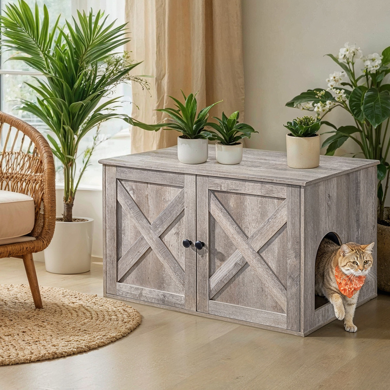 Cat Litter Box Enclosure with Removable Divider