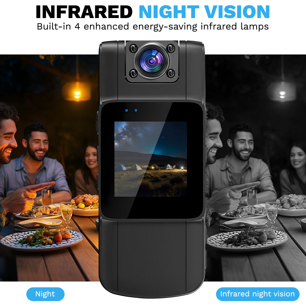 1080P HD Body Camera, Portable Pocket Camera with Night Vision