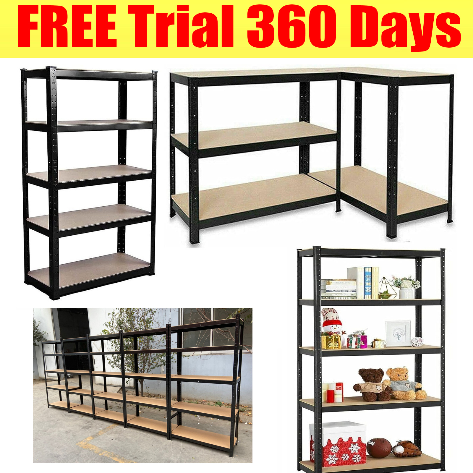 TEMU Shelving Units For Storage, Garage Shelving Units, 5 Tier Heavy Duty Metal Racking Unit, Office Storage Shelves, 875kg Capacity Shed Storage,