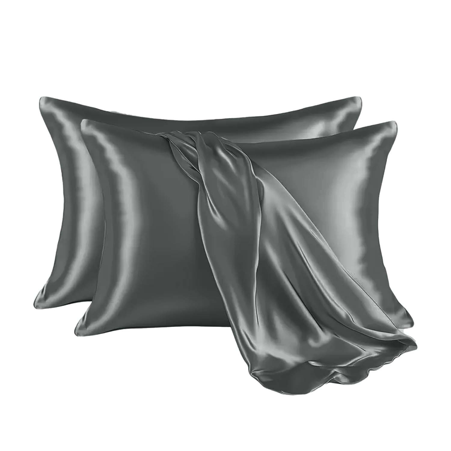 TEMU Set Of 2 Satin Pillowcases, Ultra Soft & Breathable Smooth Fabric, Envelope Closure Pillow Covers, Wrinkle Resistant Machine Washable Bedding