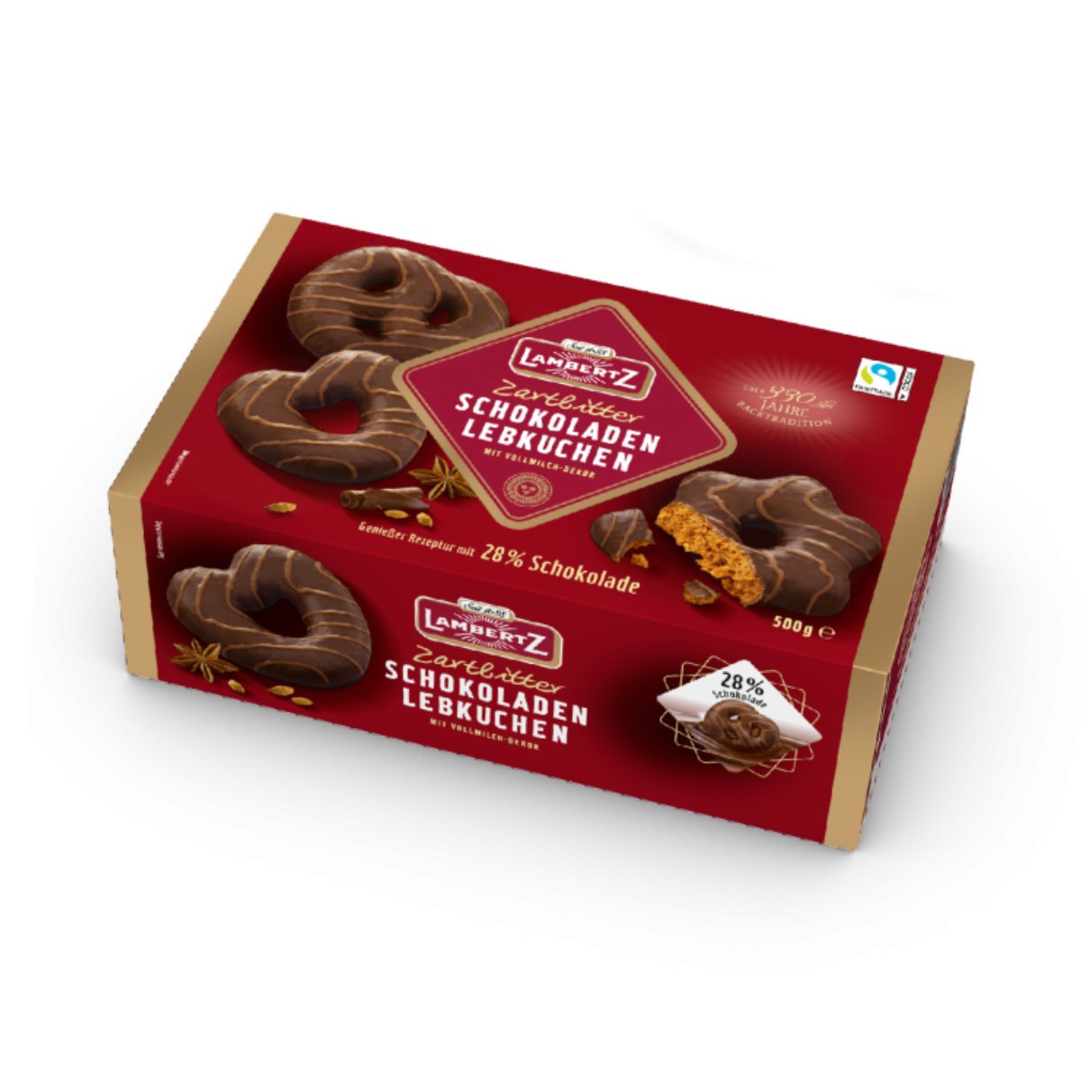 Image of Lambertz Chocolate Gingerbread With Soft-bitter Chocolate Coating 500g