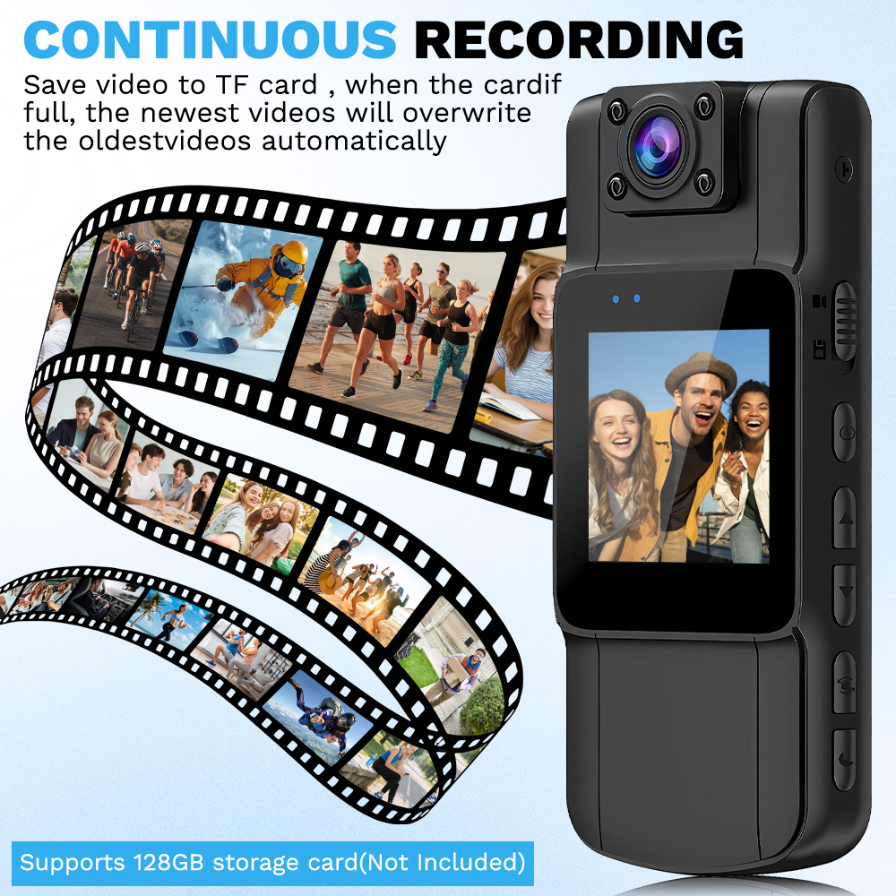 1080P HD Body Camera, Portable Pocket Camera with Night Vision