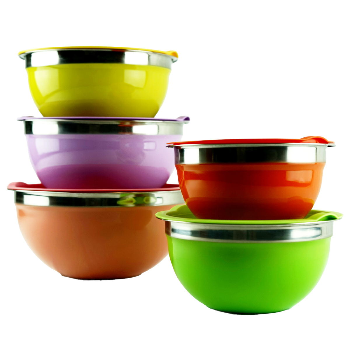 TEMU Juego de 5 Cuencos Versátiles Colors de Acero Inoxidable con para Cocina con diferentes Tamaños