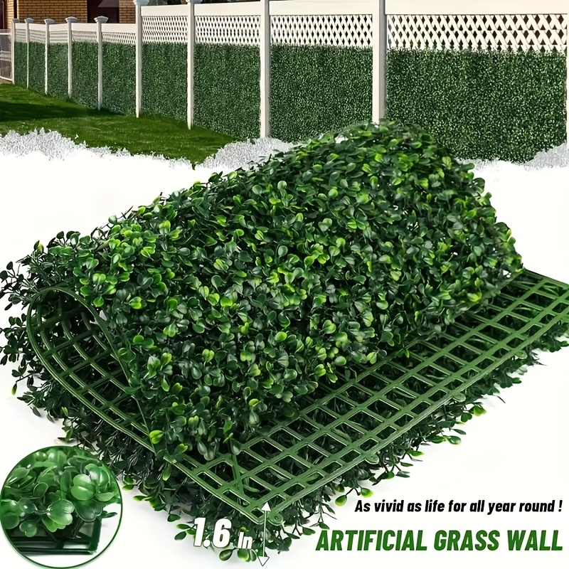 TEMU 6pcs Artificial Plant Wall - 40x60cmfake Grass Wall Decor, Boxwood Hedge Panels For Wedding Backdrop, Indoor Outdoor Privacy Screen, Instagram