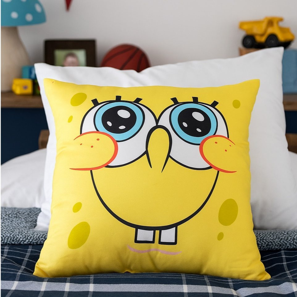 Image of Spongebob Pillow - Plush Decorative Pillow, Ornamental Pillow, Head Pillow, Seat Cushion, Yellow, 40 X 40 Cm