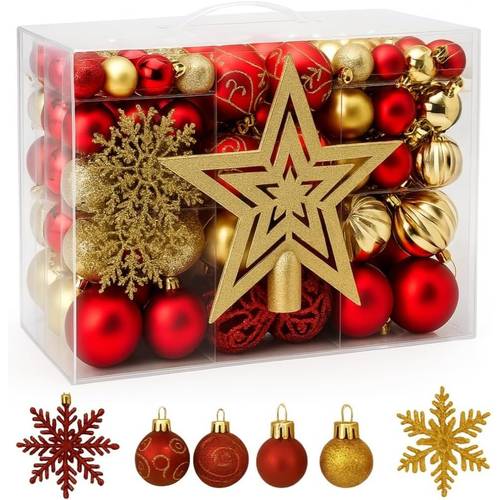 trendy 106 parça noel top süs seti – ağaç üstü süsü dahil, kırılmaz noel süsleri, ev, parti ve festival dekorasyonları i̇çin tatil süs seti