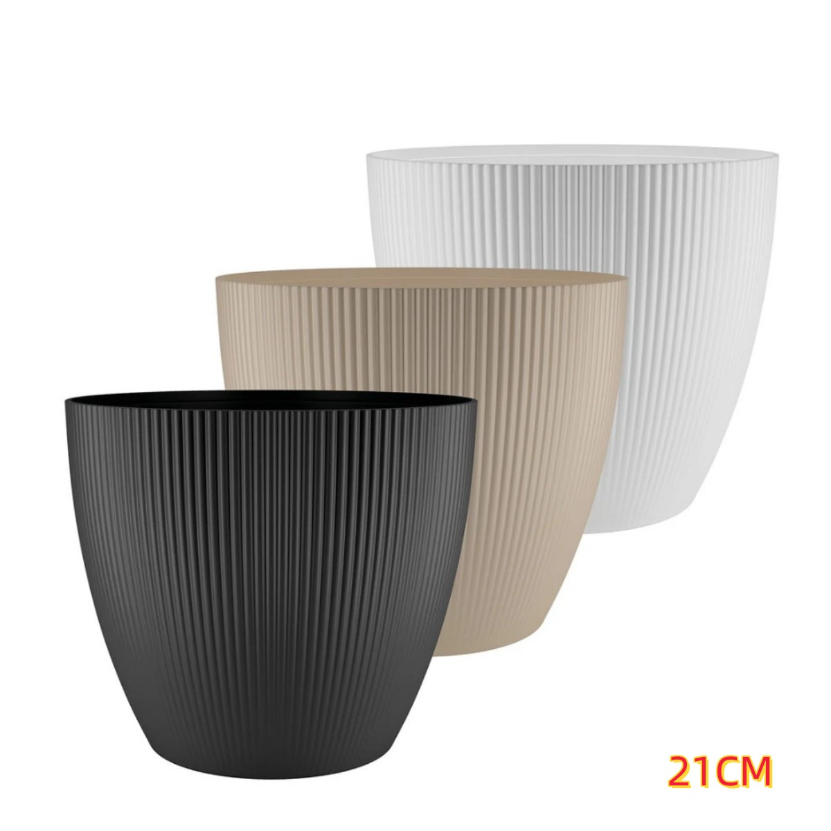 TEMU ZYLX SHOPPING - Pack 3 macetas Roma redondas con relieve 18 cm o 21 cm | Maceteros decorativos de plástico resistentes