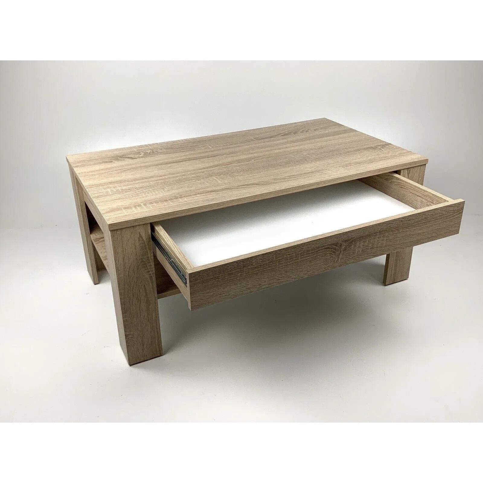 Christmas Table Coffee Table Sofa Living Room Table 100x54cm Oak Rough-sawn With Drawer, New
