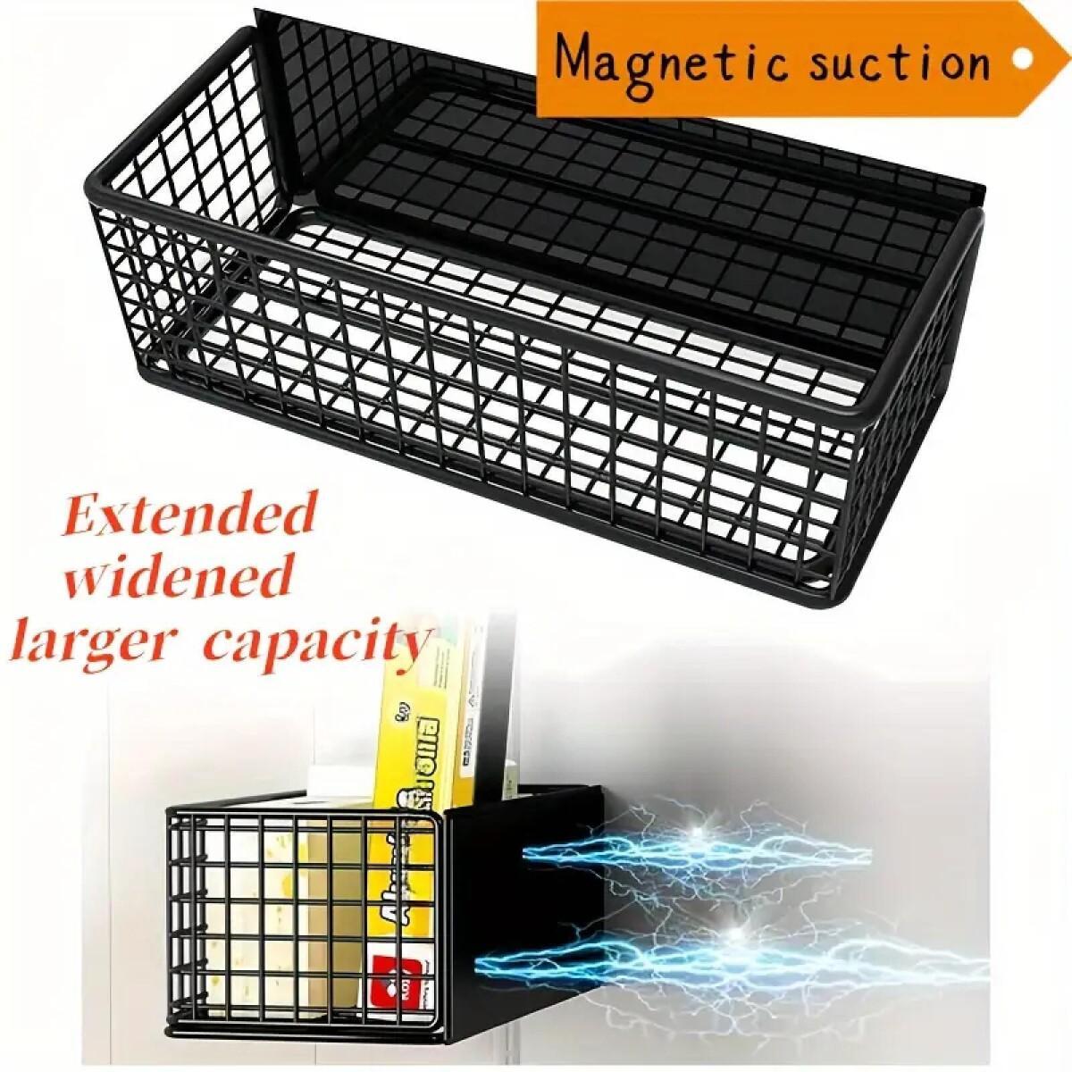 E-shop Großer magnetischer Kühlschrank-Aufbewahrungskorb, Wandmontiertes Gewürzregal, Rostschutzbeschichtung, Geeignet für Küchen im Innenbereich -