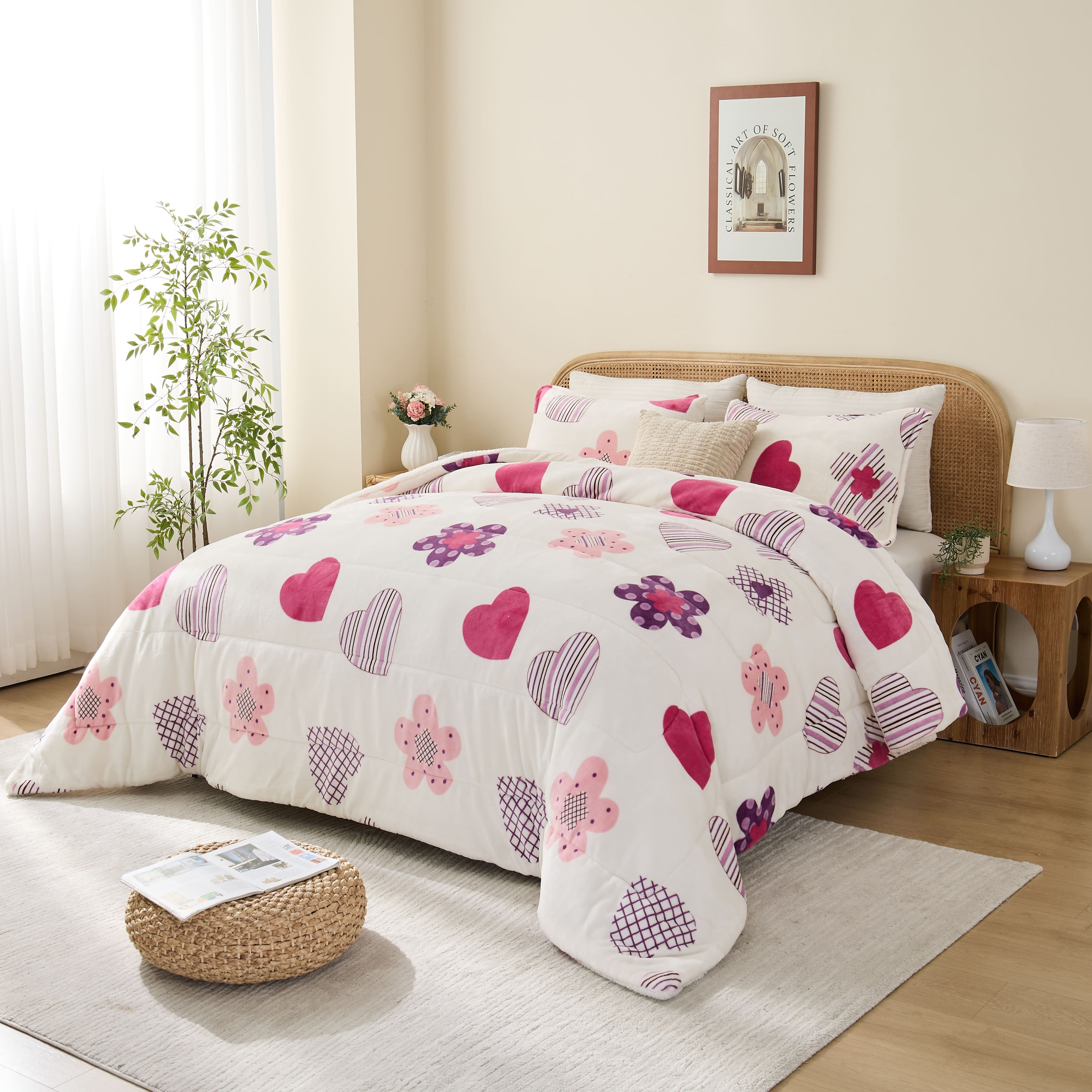 TEMU KingnetStore - Edredón con Sherpa 600 g/m² – Franela + Sherpa – , y Envolvente – 3 Tamaños con Fundas de Almohada – Ideal Invierno – 4 Diseños –