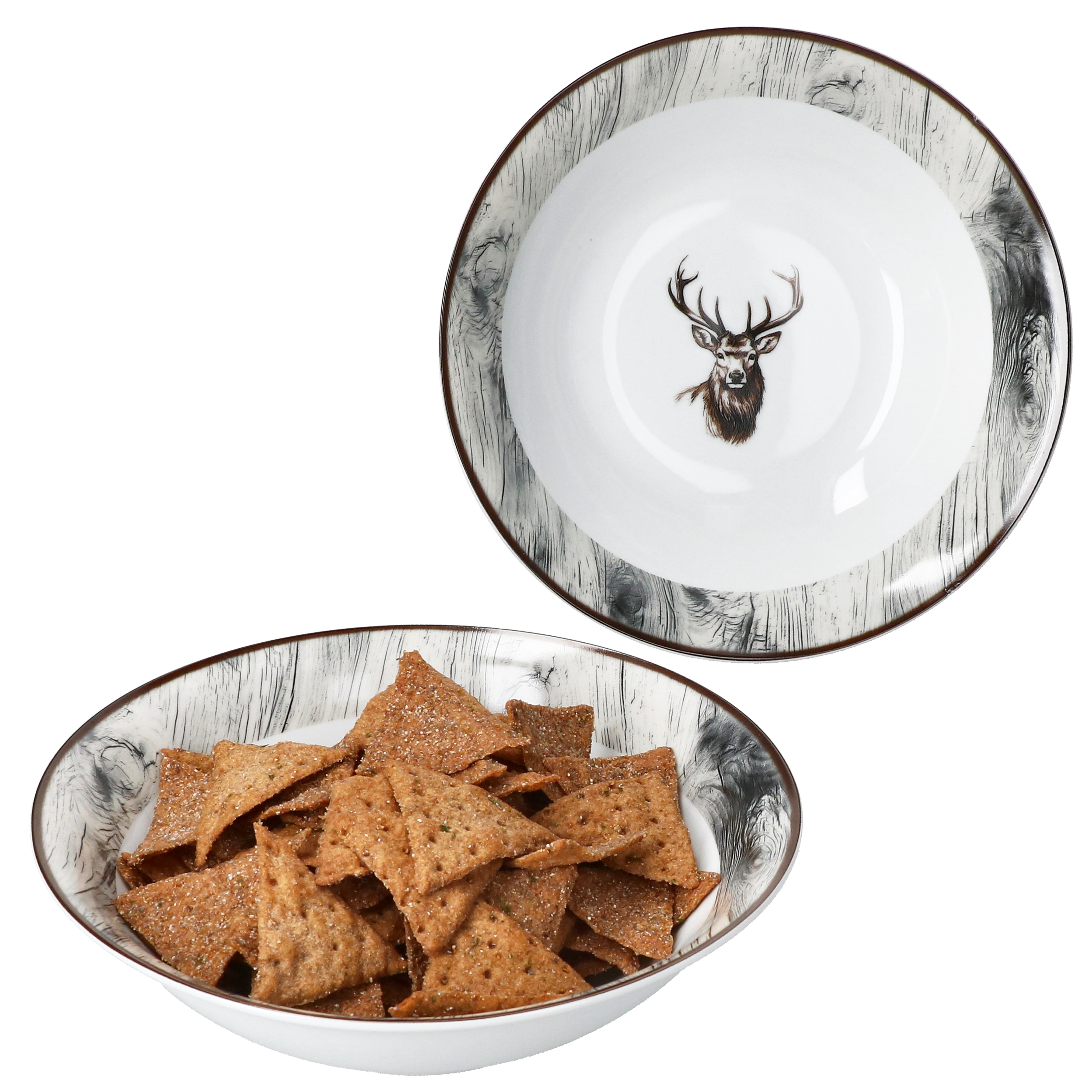 2x Serving Bowls, Ø20.5cm, 650ml, Porcelain Deer Salad Dishware