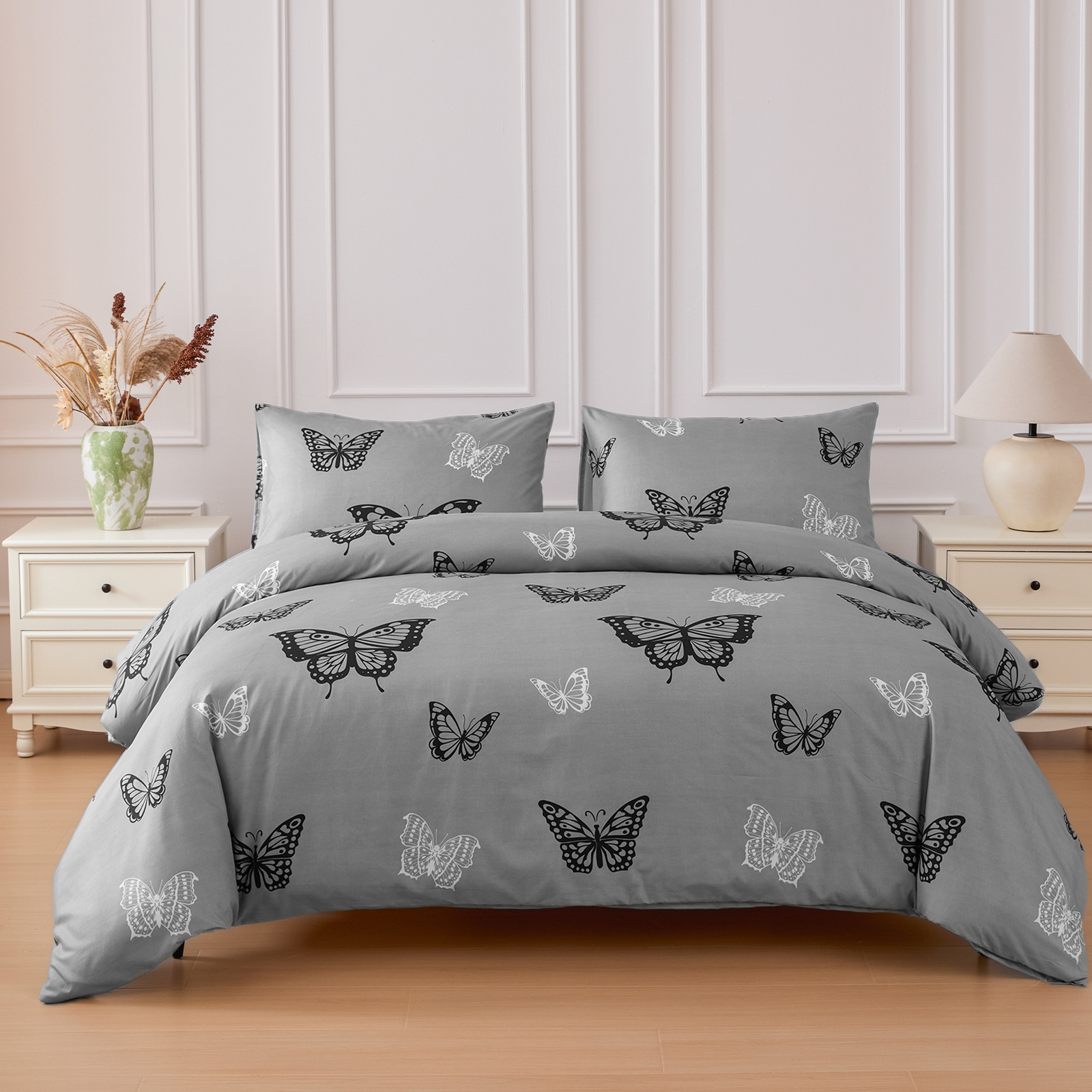 TEMU Juego de Nórdica y Fundas de Almohada 2-3 Piezas – Diseño y Estampado - tu dormitorio con elegante juego de nórdica con diseño a rayas modernas.