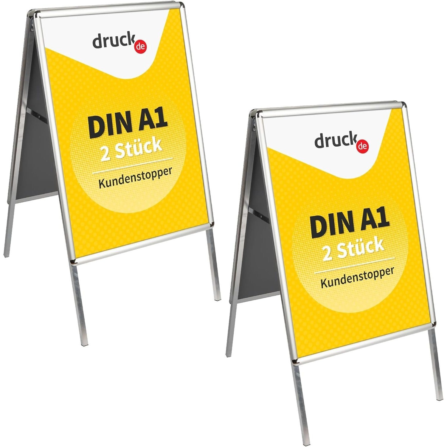 Image of A1 Stand - Customer Stopper - 2pcs - Double-sided Advertising Board - Foldable And Stable For Posters - Pedestal Sign Holder Made Of Aluminum With Pvc Protective Film