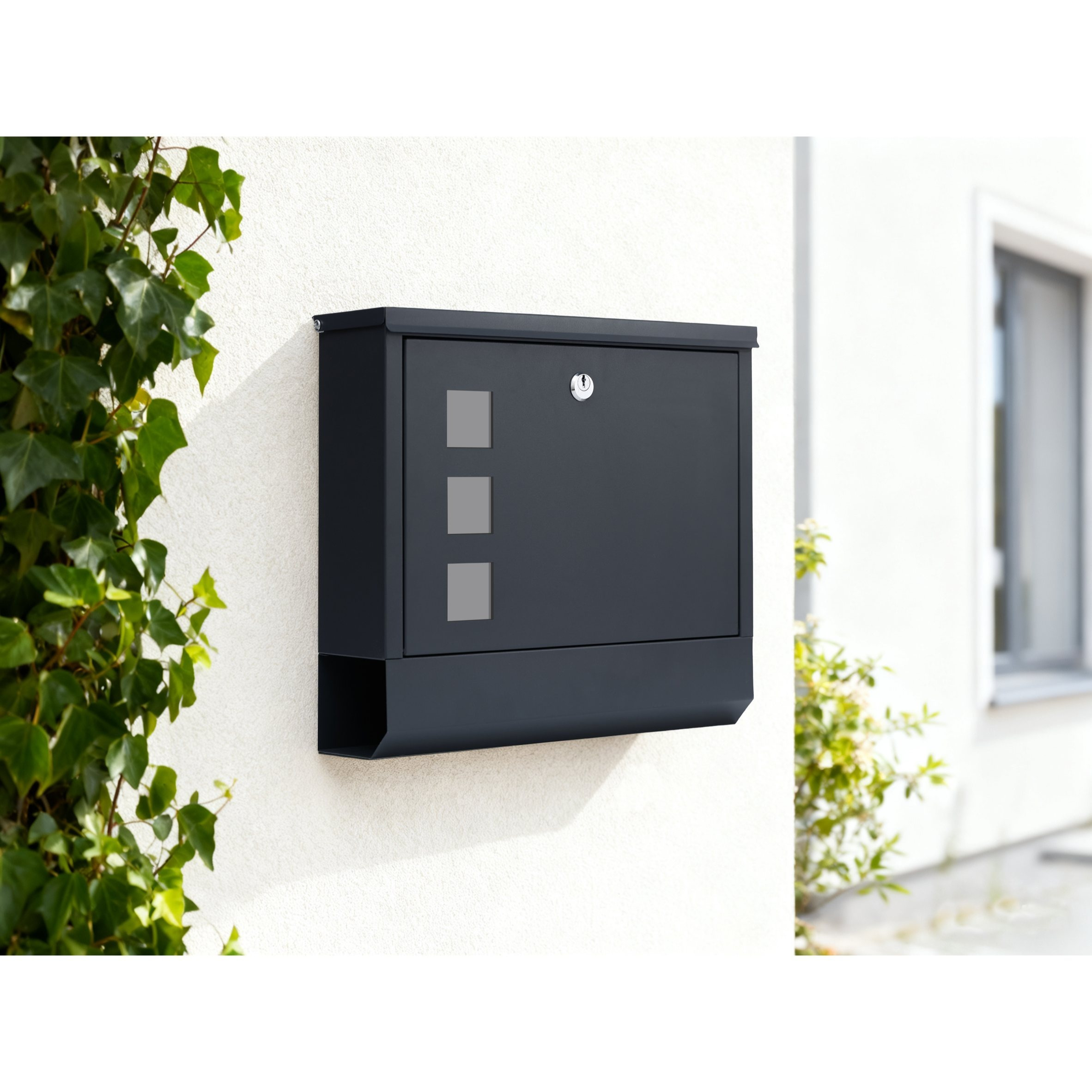 Xl Wall-mounted Mailbox C4 With Newspaper Compartment, 2 Keys, And Lock, Large Mailbox 9 X 31 X 35 Cm