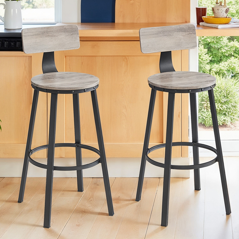 TEMU Juego de 2 Taburetes Altos con Respaldo, Sillas de Barra para Cocina y Comedor, Color y Negro